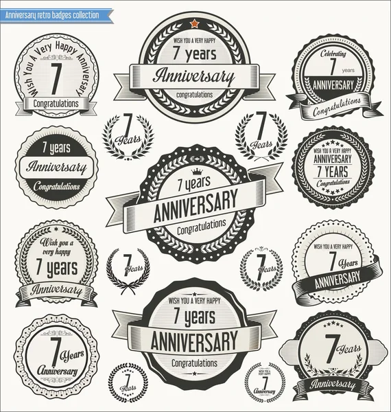 Anniversary retro badges collection — Stock Vector