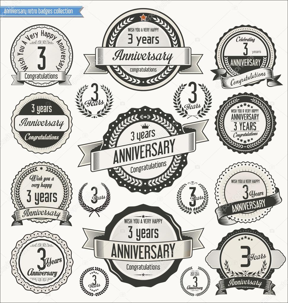 Anniversary retro badges collection