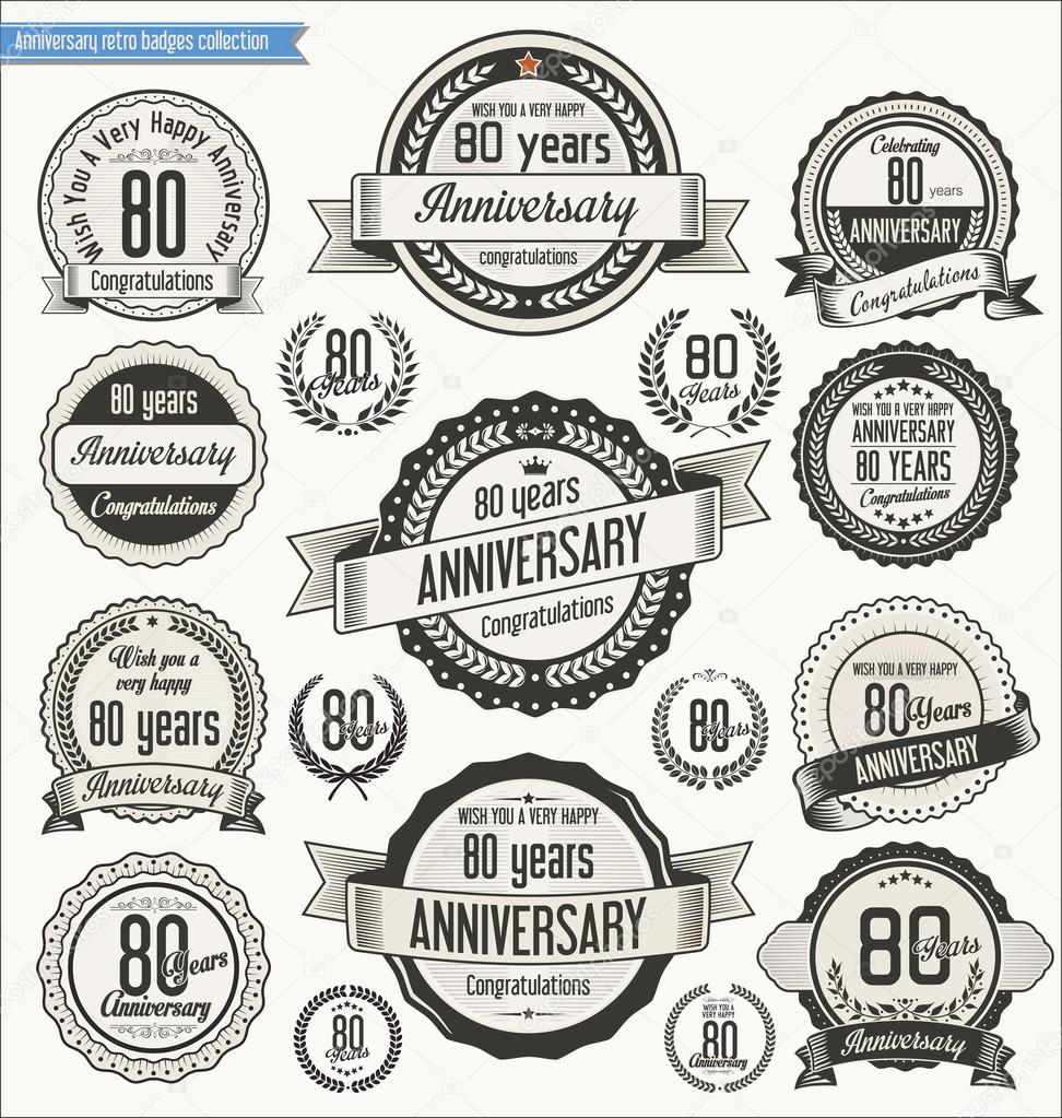 Anniversary retro badges collection