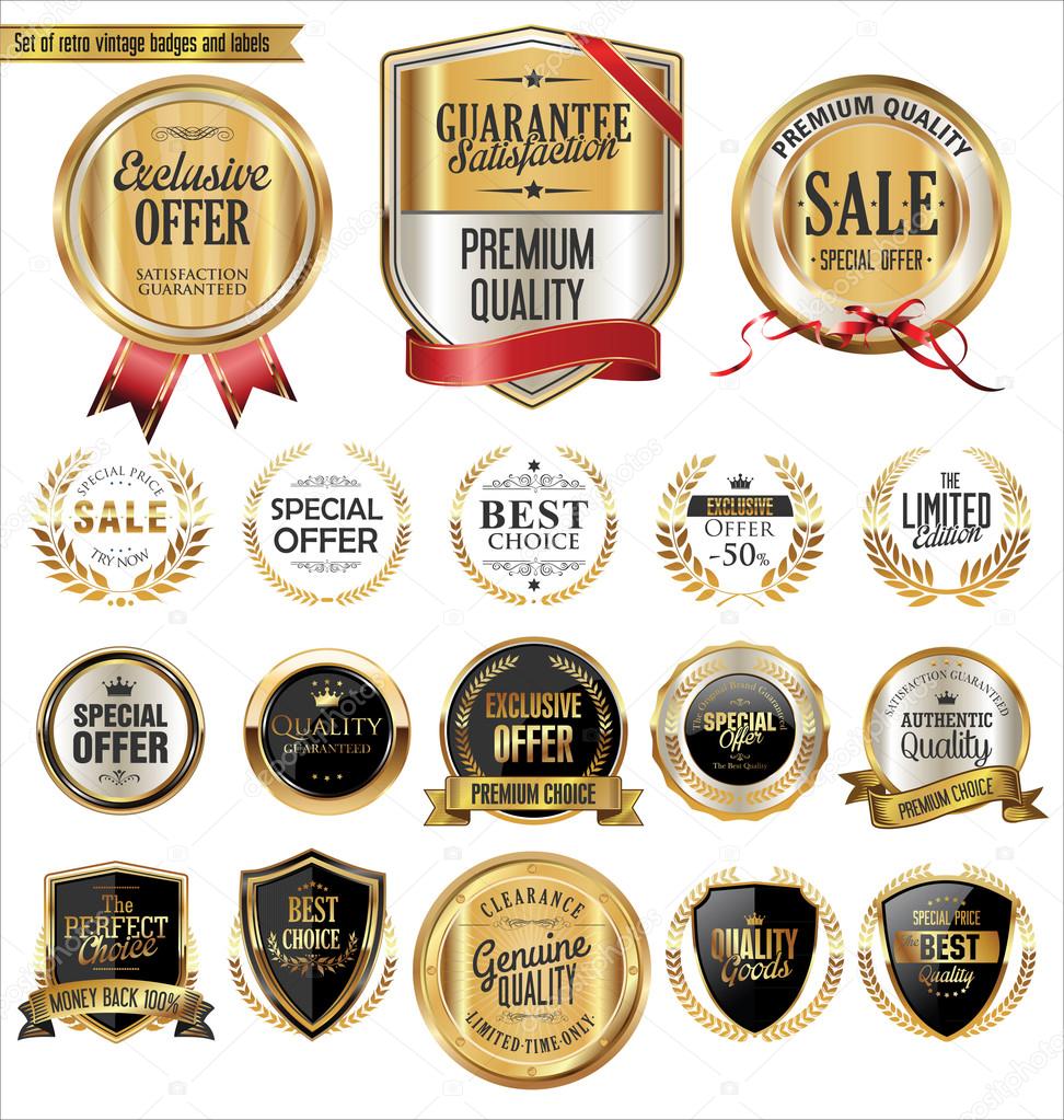 Quality golden badges and labels collection