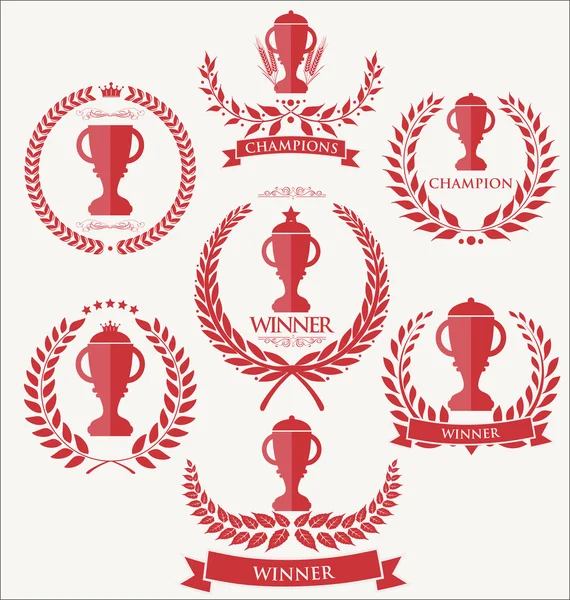 Trophée et prix collection de couronnes de laurier — Image vectorielle