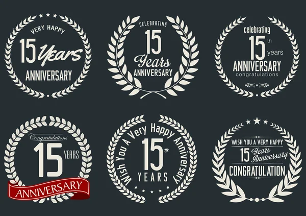 Anniversary label collection 15 years — Stock Vector