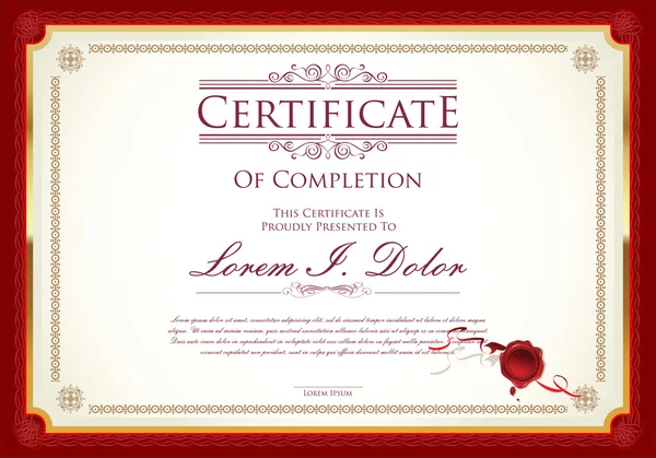 Certificado ou diploma modelo retro vintage design — Vetor de Stock