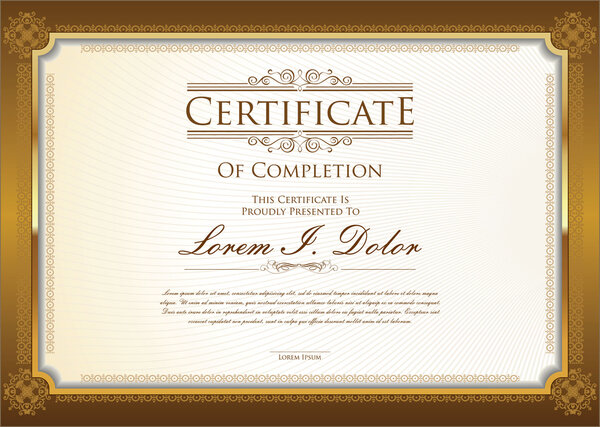 Certificate or diploma template retro vintage design