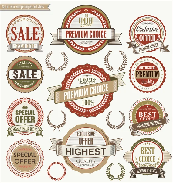 Retro vintage badges and labels collection — Stock Vector