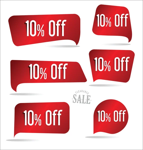 10 percent off red sticker collection — Stock Vector