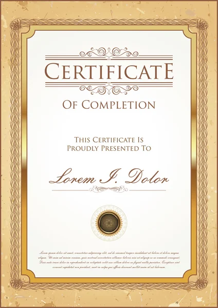 Certificate of achievement retro template — Stock Vector