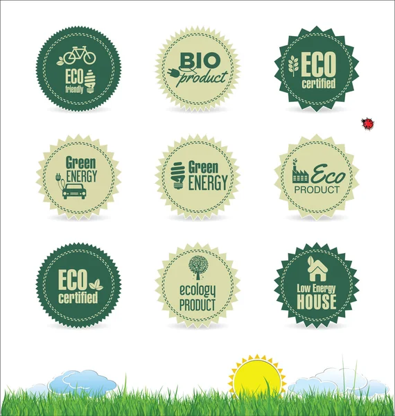 Eco organic label tag collection — Stock Vector