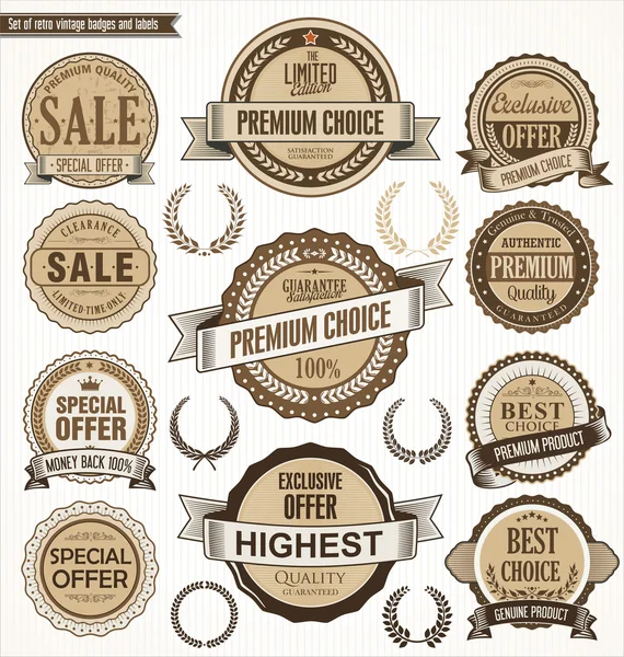 Quality retro vintage badge and label collection — Stock Vector