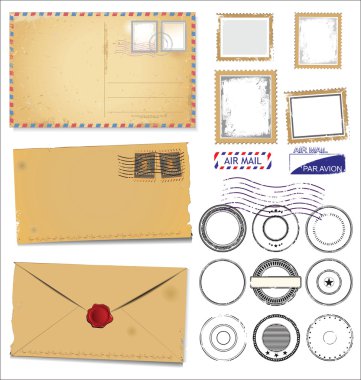 Set of post stamp symbols clipart