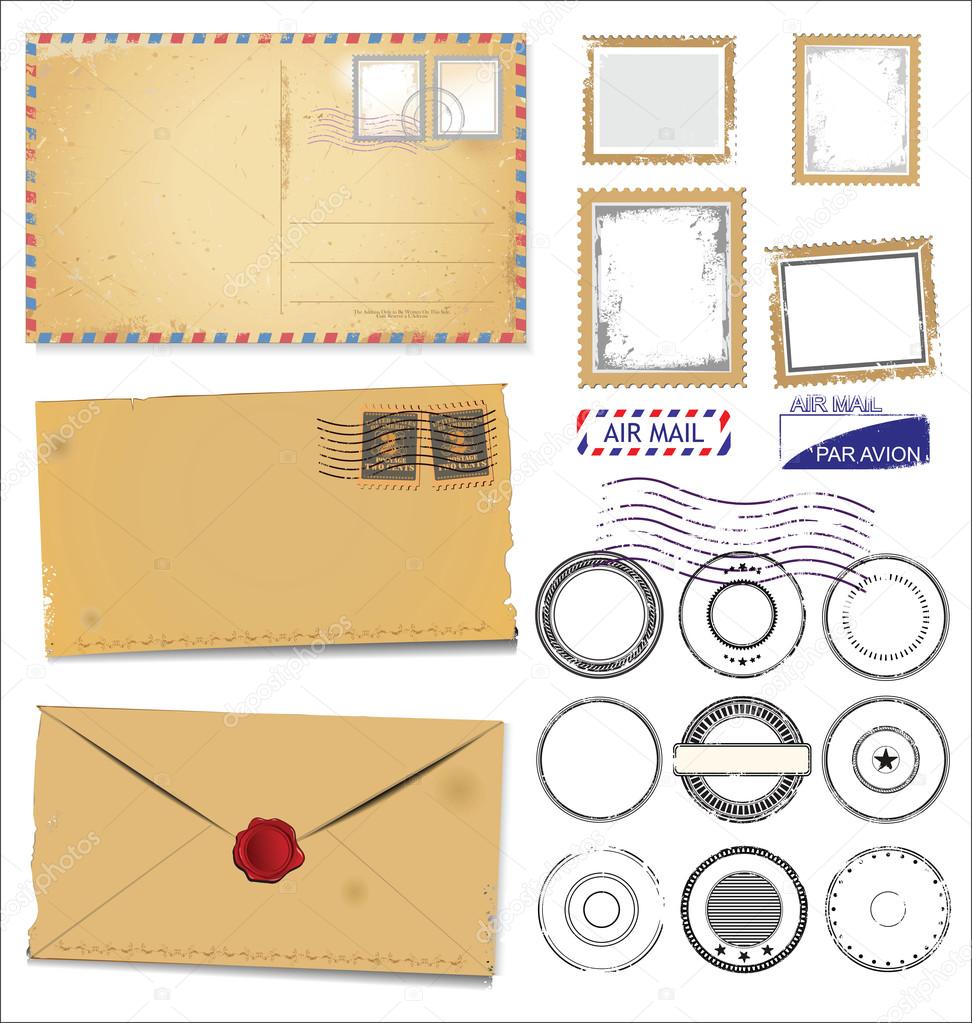 Set of post stamp symbols