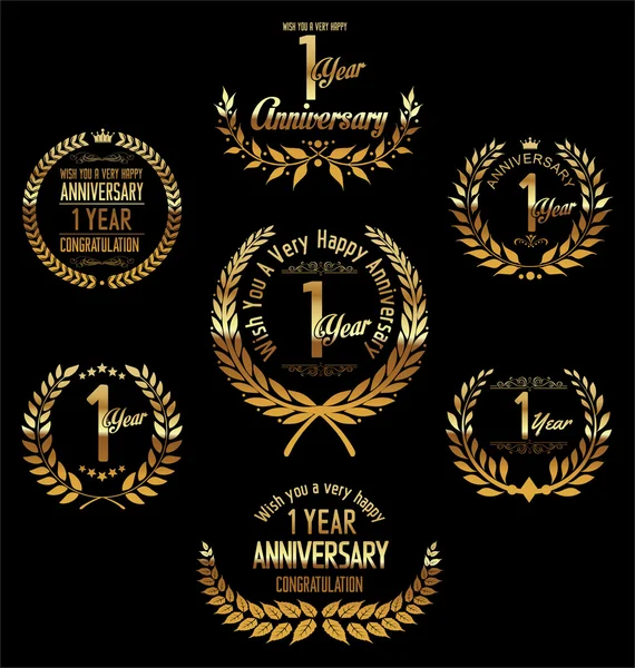 Anniversary laurel wreath 1 year — Stock Vector