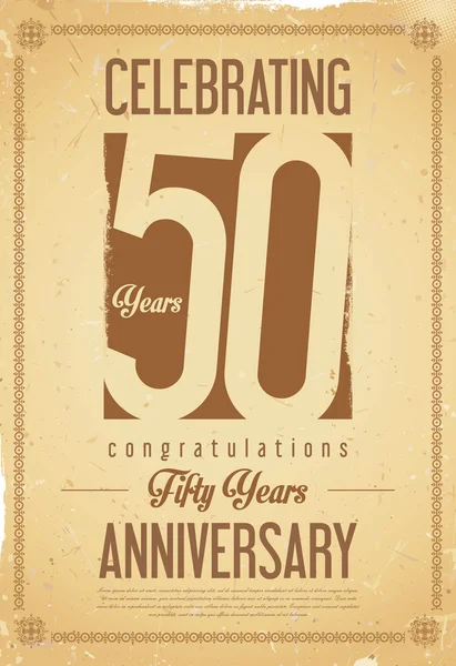 Anniversary retro background 50 years — Stock Vector