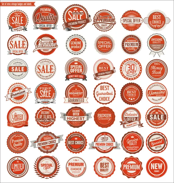 Qualité rétro collection de badges vintage et étiquettes — Image vectorielle