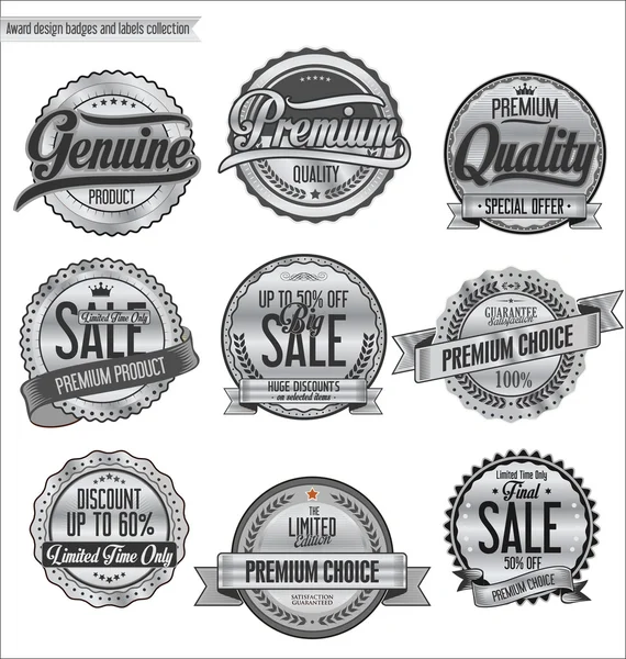 Qualité rétro collection de badges vintage et étiquettes — Image vectorielle