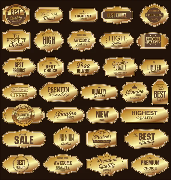 Metal plates premium quality golden collection — Stock Vector