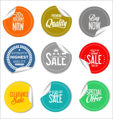 Beyaz arka plan toplama yuvarlak Satılık çıkartmaları