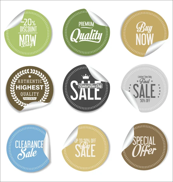 Stickers vente ronde sur fond blanc collection — Image vectorielle