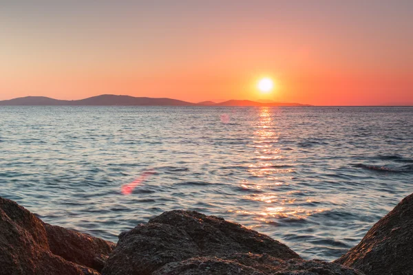 Západ slunce na mykonos dva Stock Snímky