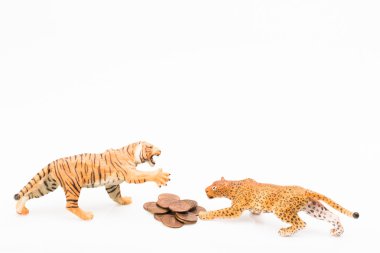 oyuncak kaplan jaguar ve madeni paralar