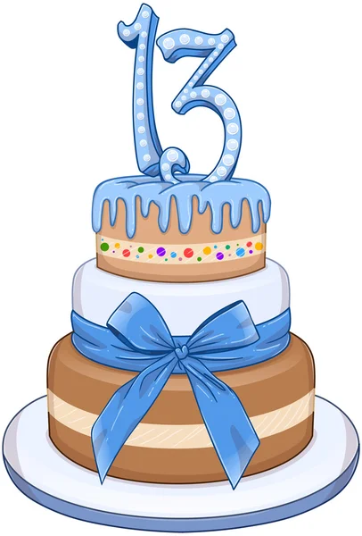 Blue Bar Mitzvah Cake For 13th Birthday — Stock Vector