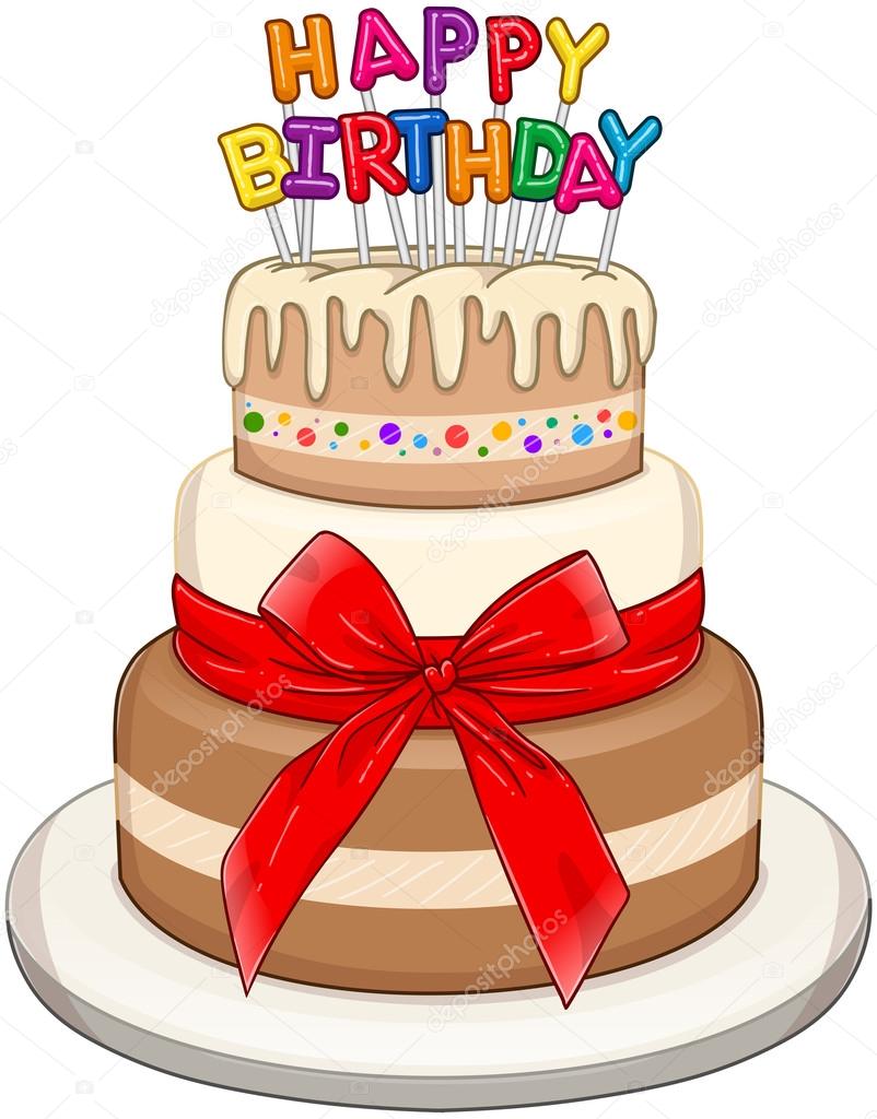 Three Floors Happy Birthday Cake Stock Vector Image by ©LironPeer #107595434