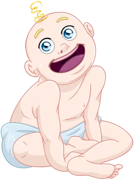 Cute Baby Boy Sitting With Diaper — Stock Vector