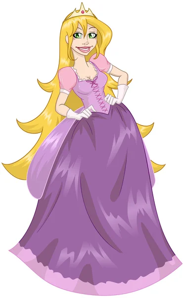 Princesa Rapunzel en vestido rosa — Vector de stock