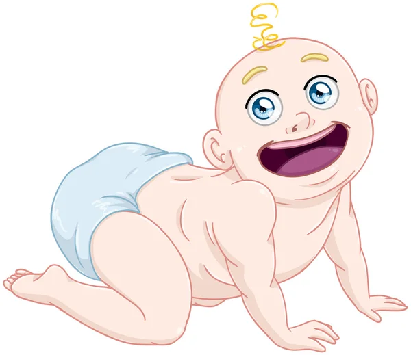 Cute Baby Boy With Diaper Crawling Vector Graphics