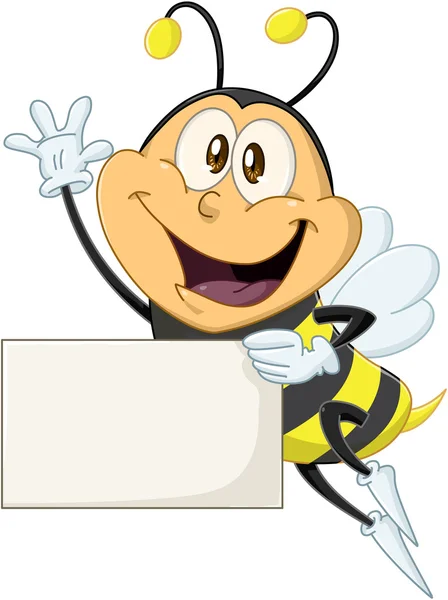 Bee houdt van teken en golven Hallo — Stockvector
