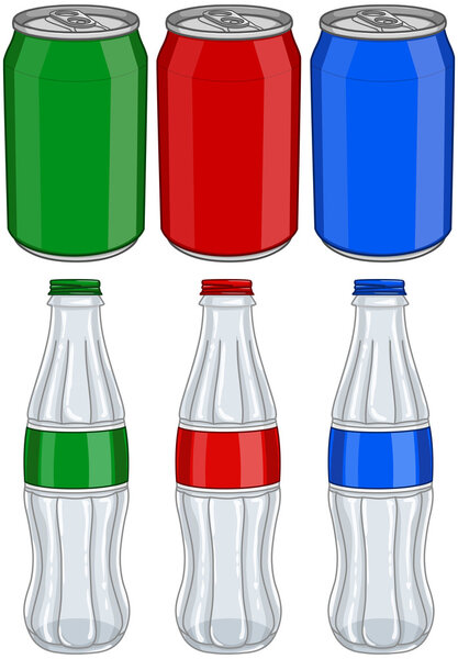 Алюминиевые банки Soda Cola Стеклянные бутылки Три цвета
