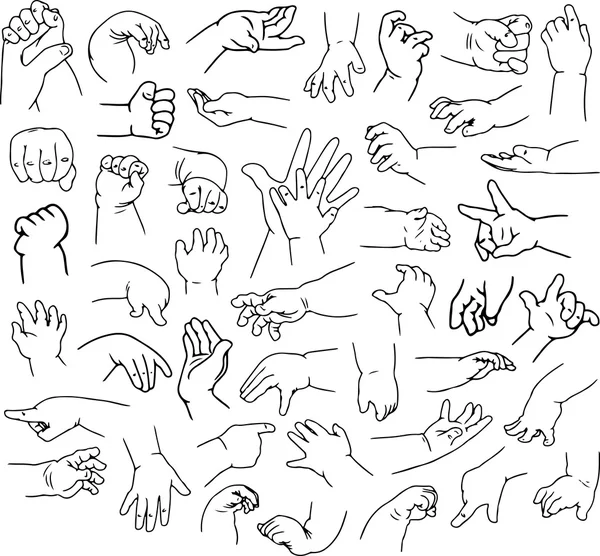 Baby Hands Pack Lineart - Stok Vektor