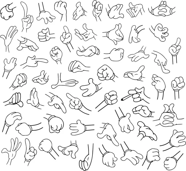 Cartoon Hands Pack Lineart 1 — Stock Vector