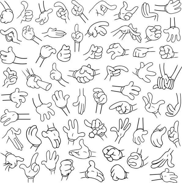 Cartoon Hands Pack Lineart 2 - Stok Vektor