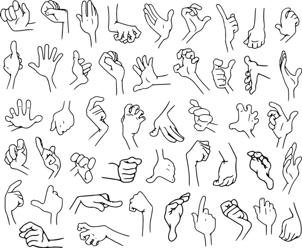 Cartoon Hands Pack Lineart 3 - Stok Vektor