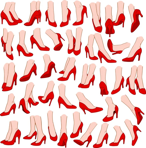 Женские ноги с красными туфлями на высоком каблуке — стоковый вектор
