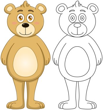 Lineart ile şirin kahverengi ayıcık