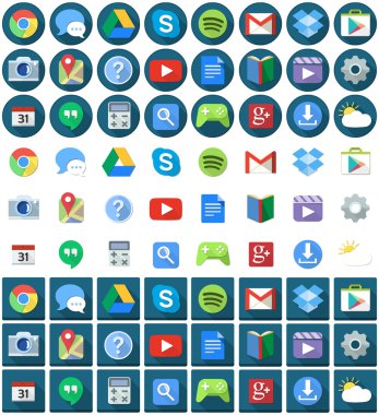 Düz daire kare Android simgeler