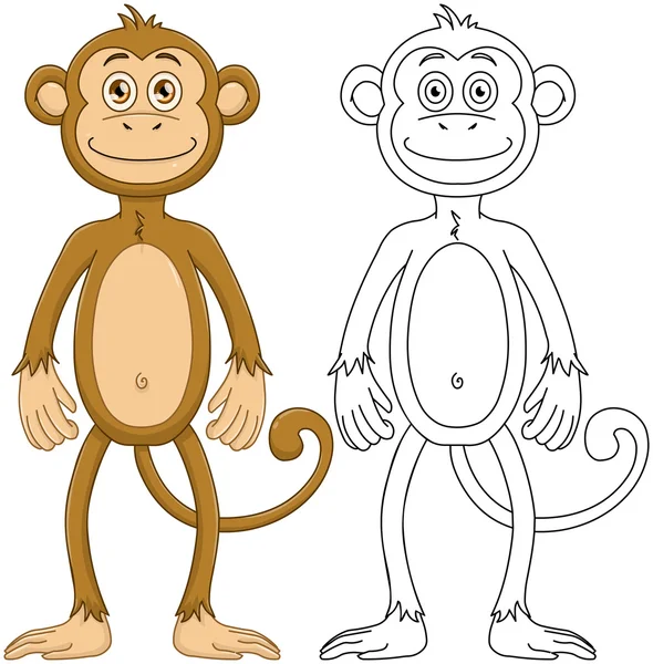 Macaco bonito com lineart —  Vetores de Stock
