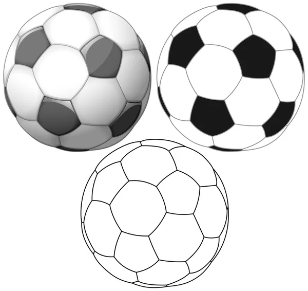 Μπάλα ποδοσφαίρου χρώμα επίπεδη και μελάνι Pack — Διανυσματικό Αρχείο