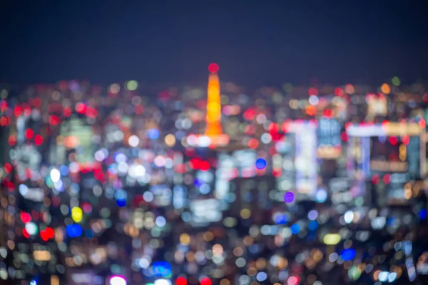 Нічний Розмитий Боке Легкий Японський Міський Офіс Будівлі Абстрактний Задній — стокове фото