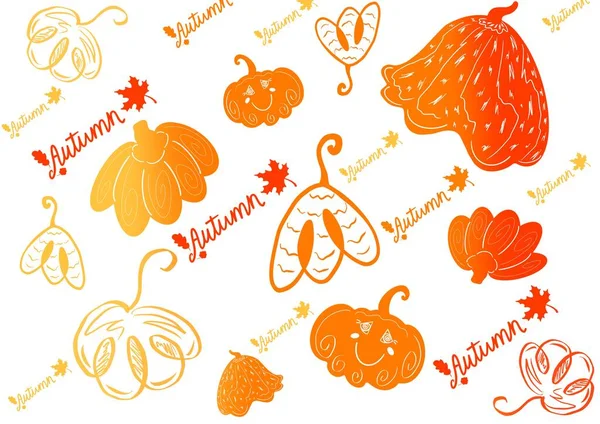 Orange Pumpkins Lettering Autumn White Background — Stock Photo, Image