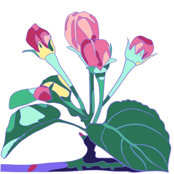 Almaág Rózsaszín Rügyekkel Zöld Levelekkel Fehér Alapon Tavaszi Természet Virágillusztráció — Stock Fotó