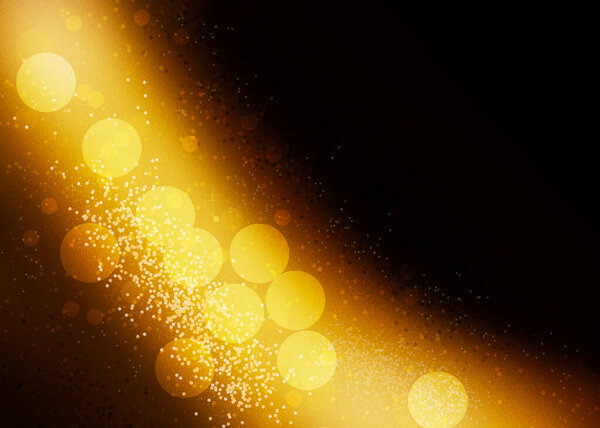Black and gold background.Gold colour bokeh abstract light background. Illustration.