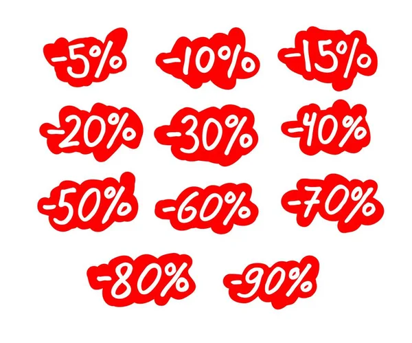 Discounts Sale Percentages Five Ninety Freehand Drawing Style Percentage — Stock Vector