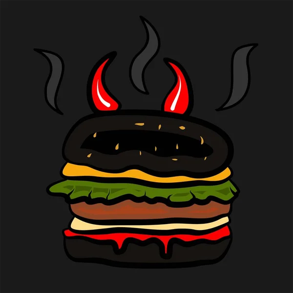 Icona Del Diabolico Hamburger Simbolo Del Fast Food Illustrazione Web — Foto Stock