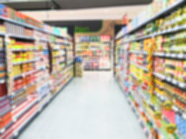 İç süpermarket blur görüntü.