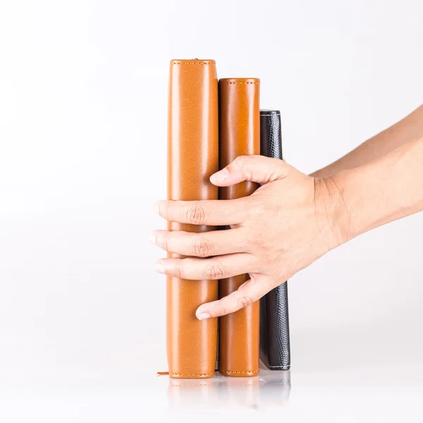 kahverengi ve siyah günlüğü kitap el deri.