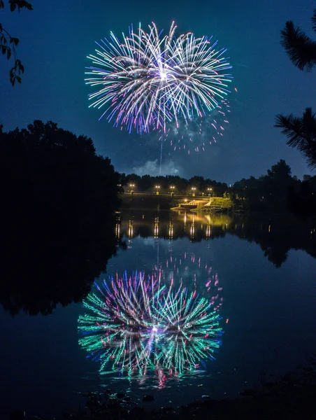 Fuochi d'artificio nel cielo Foto Stock Royalty Free