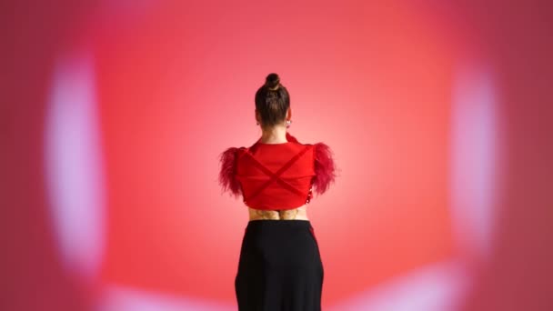 Danse Flamenco Chorégraphie Moderne Rouge Style Torrero Chaud — Video